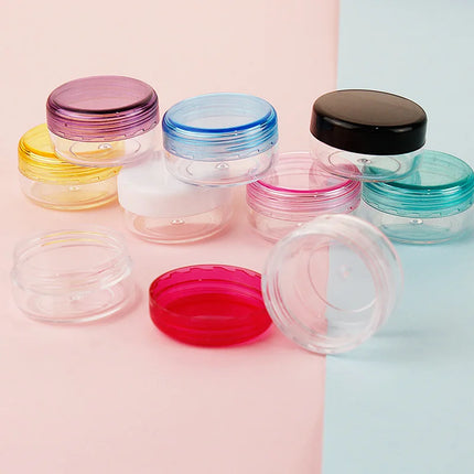 70/105pcs 3ml Empty Plastic Cosmetic Makeup Jar Pots 3g Transparent Sample Bottles Eyeshadow Cream Lip Balm Container with Cap
