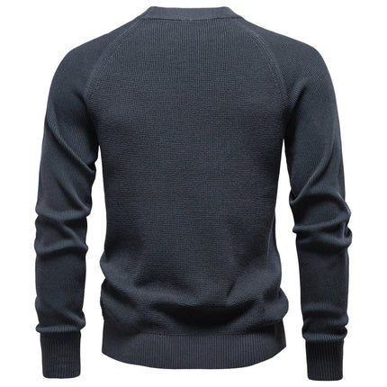 AIOPESON Raglan Sleeve Polo Shirt Men Henley Collar Solid Color Long Sleeve Heavyweight Cotton Business Casual Autumn Winter