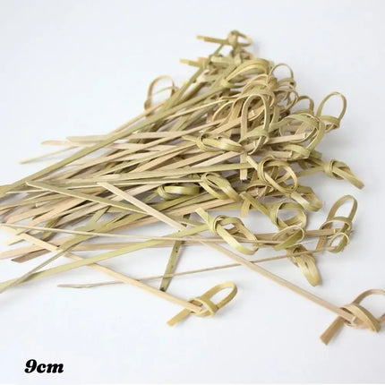 100Pcs Barbeque Bar Tool Kitchen Bar Cocktail Picks Disposable Bamboo Knot Skewers Fruit Forks Stick Household Party Decoration