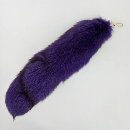 natural fox fur tail keychain furry 2024 chic y2k  beautiful accessory length 40 cm Car Keychains For Women