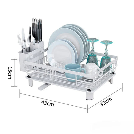 Home Drying Rack Dish Drainer Whth Drainboard Light Duty Blak Countertop Utensil Organizer Kitchen Accessorier Dish Storagerack