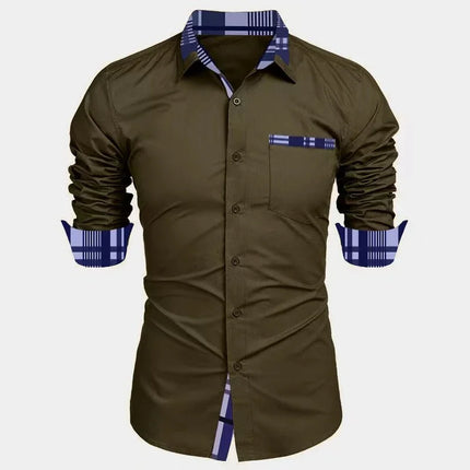 Men's casual long-sleeved shirt business travel Men design simple, fashionable solid color shirt, large size XS-6XL fast deliver