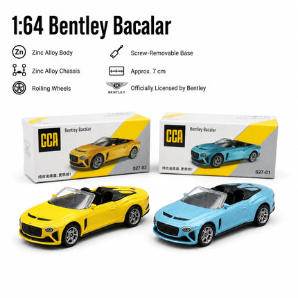 CCA 1:64 Bentley Mulliner Bacalar Miniature Model 1:64 3" Alloy Toy Car Vehicle Free Wheels Diecast Collection Gift Boyfriend