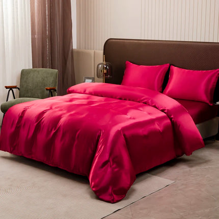 Black Luxury Ice Silk Bedding Set Satin Silky Duvet Cover Set With Pillowcase High-end Home Textiles Solid Color Bed Cover Sets