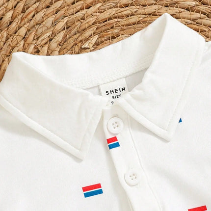 Boys' T-Shirt, Short-Sleeved Summer Children's Polo Shirt Baby T-Shirt Top Korean-Style White Lapel Cool And Trendy