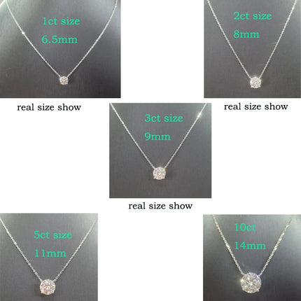Smyoue White Gold Plated 1-10CT Moissanite Necklace for Women Classic Four Claws Pendant Wedding Jewelry 925 Sterling Silver
