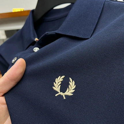 2025 Men's Embroidered Casual Polo Luxury Clothing High-Quality Brand 2024 Cotton Lapel Short Sleeved Summer 100%