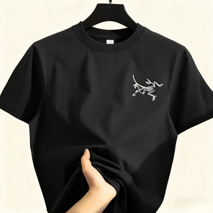 Summer Men and Women High-end Heavy Cotton Short-sleeved T-shirt Couples Fashion Trendy Brand Red Heart Embroidery Trend Shirt