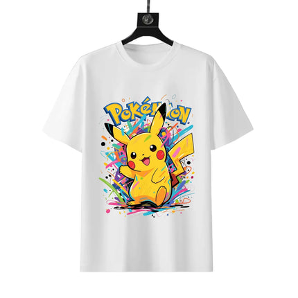 Pokemon Pikachu Anime Merchandise Fashion Short-Sleeve Couple High-Value Pure Cotton Comfortable Soft T-Shirt