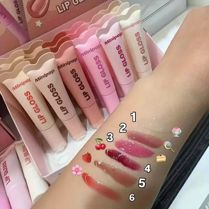 6 Packs Butter Tinted Lip Balm - Long-Lasting Hydrating Lip Gloss with Clear Jelly Finish,  - Moisturizing,  Lip Gloss