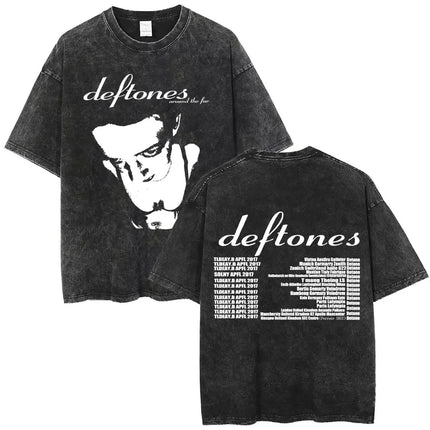 New Arrival Mens Clothes Tee Shirt Homme Washed Vintage Rock Band Deftones Private Music Graphic  Men Clothing New in Top & Tees