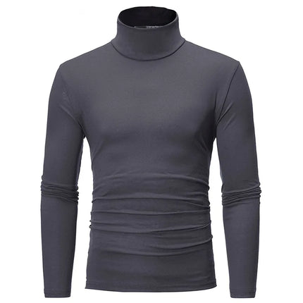 Autumn  Winter Men's High Neck T-shirt Slim Fit Fashion High Elastic Long Sleeve Casual Breathable Apparel Pullover