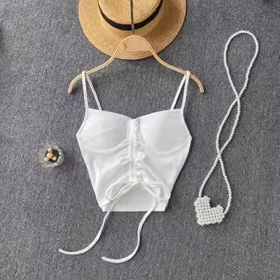 Strapless Western Style Skinny Tanks Camis for Women Summer Casual Solid Colours Female Corset Crop Tube Tops with Built In Bras