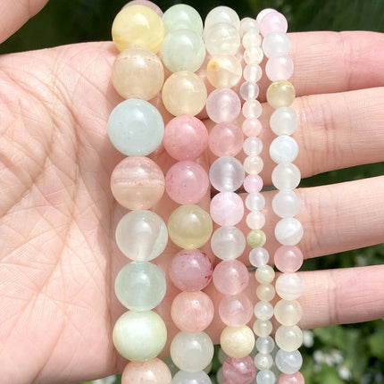 Natural Stone Beads Round Morganites Tourmalines Aquamarines Jades Quartzs Crystals Spacer For Jewelry Making DIY Bracelet