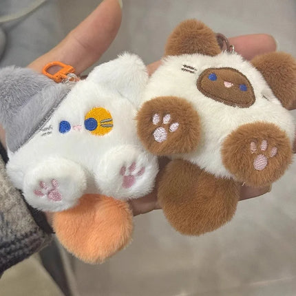 1-4pcs Cute Plush Small Cat Doll Keychain for Couple Soft Cotton Stuffed Animal Keyring Backpack Pendant Decoration Student Gift