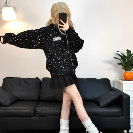 Y2k American Vintage Sweatshirts Streetwear New Spring Fashion Print Hooded Women Harajuku New Sweet Loose Casual 2000s Jacket