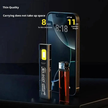 Powerful Mini COB Keychain Flashlight 5 Modes Rechargeable Hanging Work Light Waterproof Keyring Camping Walking Pocket Lamp