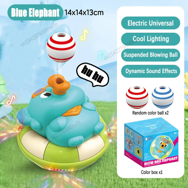 Fun Electric Elephant Sliding Car Suspension Ball Automatic Obstacle Avoidance Music Sound and Light Interactive Children's Toy