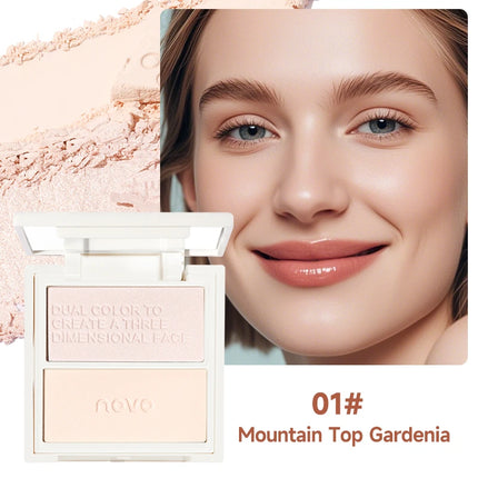 2 in 1 Highlighter & Contour Palette - Matte & Shimmer, Long Lasting, Non-Greasy, Vitamin E, For All Skin Tones