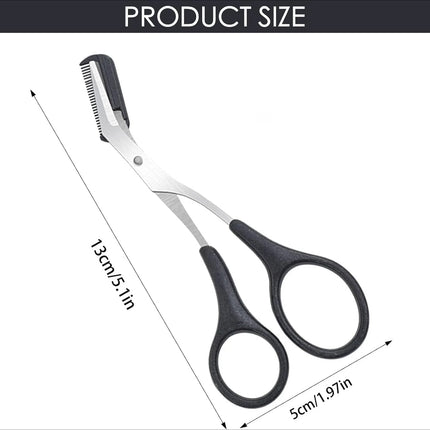Eyebrow Trimmer Scissors Professional Non-Slip Finger Grip Brow Scissors with Comb for Men and Women Brow Shaping Makeup Tools