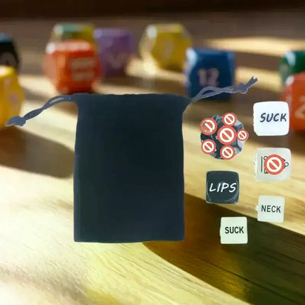 Pack of 6 Sensual Couples Activity Dice with Diverse Foreplay Positions Options and Carrying Bag