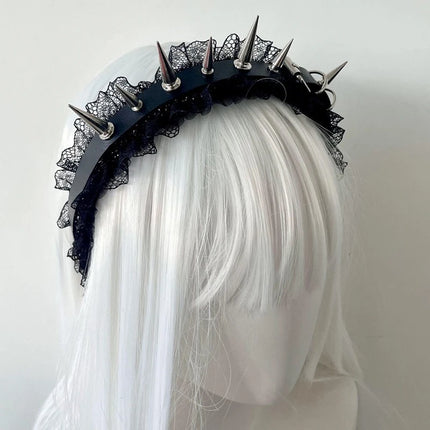 Stylish Goth Punk Headwear for Women Metal Rivet Headband Fashion Hair Band Cosplay Accessory Silver Golden Hair Decoration