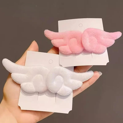 Y2K Sweet Cute Angel Wing Plush Hairpin Children Girls Hair Clip Accessories Barrettes Hairgrip Headdress Headwear Ornaments