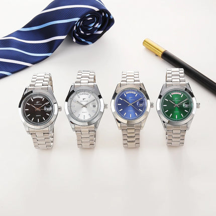 Fashion Watch Casual Clock for Men Business Daily Stainless Steel Quartz Wristwatch Clock Watch for Couples Father Gift