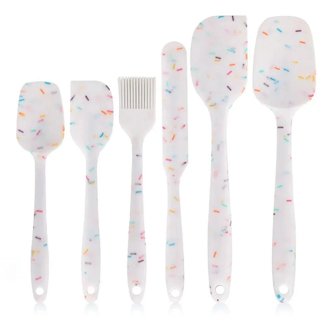 6PCS Silicone Spatula Set Food Grade Heat Resistant Non Stick for Baking Cooking Mixing Scraping Non Scratch Kitchen Utensils
