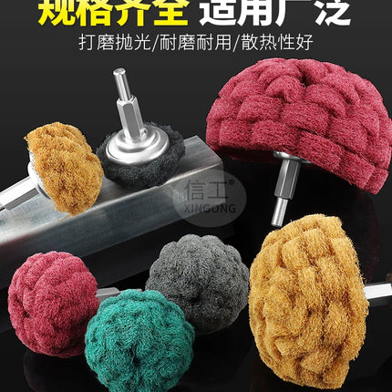 Mushroom-shaped Bacter Cloth Grinding Head with Handle, Nylon Fiber Polishing Wheel, Rust Removal and Grinding Tool