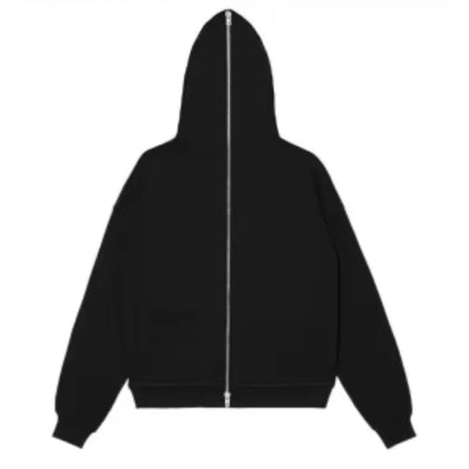 Cross border autumn and winter solid color loose casual cardigan hooded full face zipper bare board coat top men and women