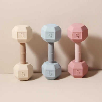 Baby Teething Toy Rattle Dumbell Infant 5kg Teether Chewing Silicone 0-2 Years