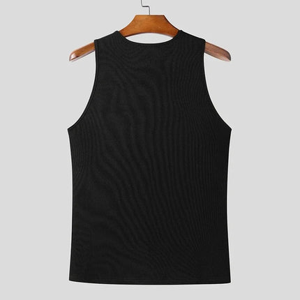 Men's Casual Y2K Ribbed Tank Tops Diagonal Zipper Vest Slim Fit Muscle Gym Sleeveless T-shirts Bodybuilding Workout Tank for Men