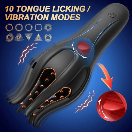 Powerful Glans Trainer Male Penis Massager Delay Ejaculation Tongue Licking G Spot Stimulator Masturbator Adult Sex Toys for Men