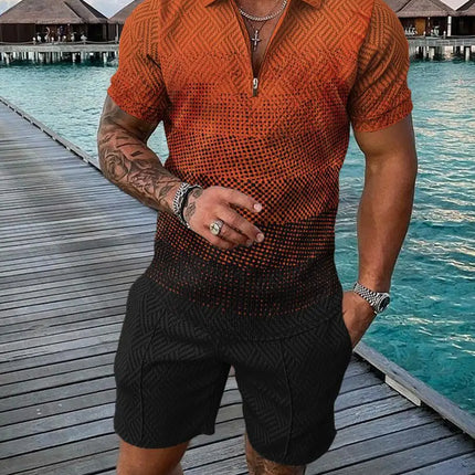 New 3D Digital Printed Men's Fashion Casual Sets Short Sleeve Polo Shirt Suit 2 Pcs Sets Sportwear Male Clothing Ropa Y2k Barata