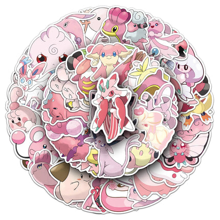 10/30/50PCS Pink Pokémon Anime Cartoon Sticker DIY Phone Laptop Luggage Skateboard Graffiti Decals Fun for Kid