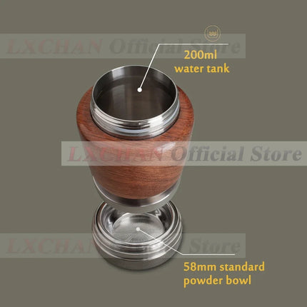 Hui PEC 58MM Pneumatic Espresso Coffee Machine Stainless Steel Portable Espresso Maker with Stand for Home and Camping