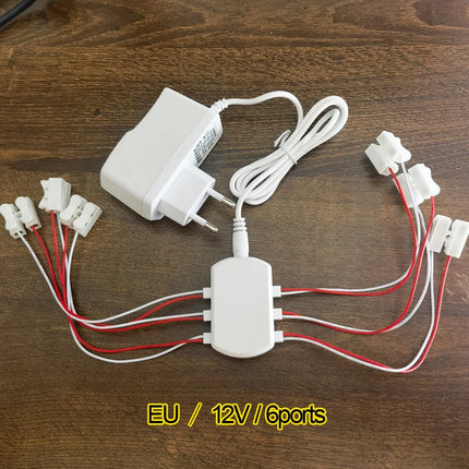 3V/12V AC/DC Adapter Power Supply with 6/12 ports EU Power adapter Output for Model Led Light Lamp/Railway/Railroad/Train Layout