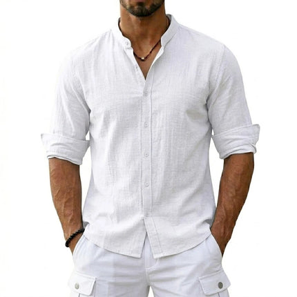 New Men's Cotton Linen Shirts for Men Casual Luxury Hawaiian Shirts Lightweight Long Sleeve Henley Beach Shirts T-Shirts for Men