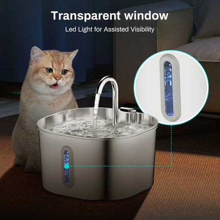 Automatic cat water fountain, stainless steel pet water fountain, dog water fountain, suitable for small and medium-sized pets