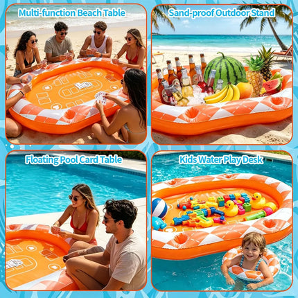 Oversized 53×38in Inflatable Floating Card Table with Waterproof Poker, Fast Inflate Portable Water Toy, Ideal Pool Party Gift
