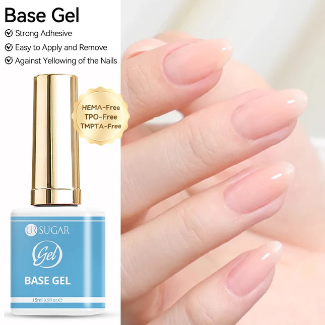 UR SUGAR 15ml Top Coat and Base Gel Nail Polish Hema Free Base Top Coat Gel Semi permanent Soak Off UV LED Nail Gel Varnish