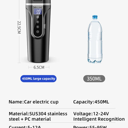 Electric kettle 12v/24v smart car heating cup touch screen thermos cup 450 ml car heating cup adjustable temperature