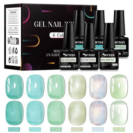 6pcs Jelly Gel Nail Polish Set All-Season Nails DIY Nail Art UV/LED Painting Varnish Gel Manicure Kit Long Lasting Nail Supplies