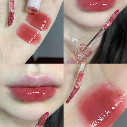 Cherry Pink Waterproof Mirror Finish Water Lip Gloss Nude Brown Clear Tint Glass Lip Oil Liquid Makeup for Luminous Look