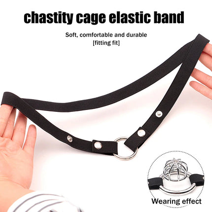 Anti Off Male Chastity Cage Device Adjustable Three Way Elastic Band Auxiliary Belt Sexy Underwear Sex Toy For Men