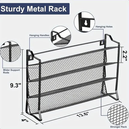 Black New Storage Shelf Spice Jars Organizer Multi-Tiered Iron Countertop Seasoning Rack for Kitchen Seasoning Storage Bottles