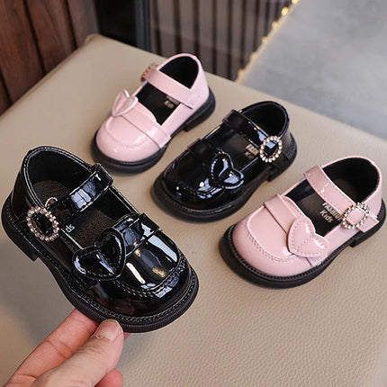 Crystal Girls Flats Shoes Kids Leather Shoes Baby Toddler Anti-Slippery Casual Footwear Child Single Shoes Infant First Walkers