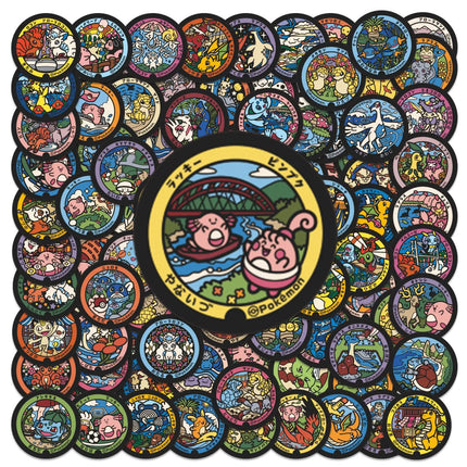 10/50/108PCS Pokémon Round Card Cartoon Sticker Exquisite DIY Toys Secret for Bottle Scrapbook Travel Bag Aesthetic Decals  ﻿