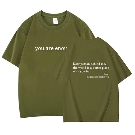 Hot New Youth Men's and Women's Round Neck Letter Printed Short Sleeved Casual Versatile Couple Outfit Pure Cotton T-shirt Top